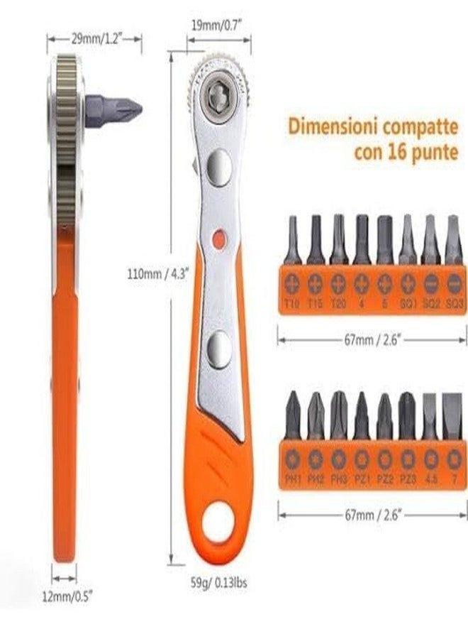 ZSIGNS 12-Pieces 1/4" Mini Ratchet Wrench and Bit Set, S2 Screwdriver Bits with 1/4-Inch Drive High Torque Offset Reversible Mini Ratcheting Offset Screwdriver, Pocket Size - Image 2